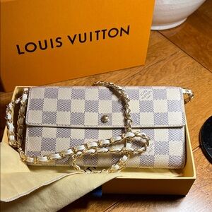 Louis Vuitton Damier Azur Continental Wallet - Cream& Light Blue With dusty&Box
